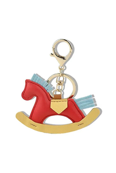 Choice1 10.5x9cm Red Women's Bag Charm Decoration Cartoon Rocking Wooden Hors...