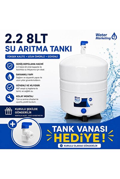 bluenest Tüm Su Arıtma Cihazları ile Uyumlu Çelik Su Tankı 2.2 Galon 8lt Tank