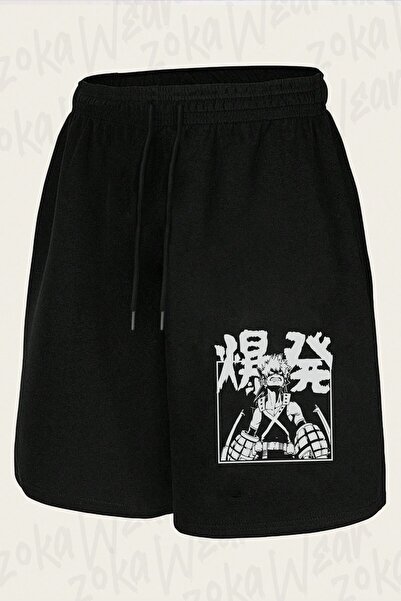 ZOKAWEAR Unisex My Hero Academia Katsuki Bakugo Γκρι σορτς με στάμπα