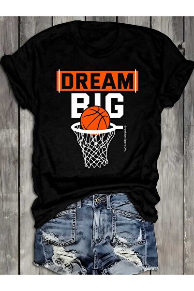 212Wear تي شيرت نسائي بتصميم كرة السلة المرح، طباعة Dream Big Hoop، قماش ثقيل...