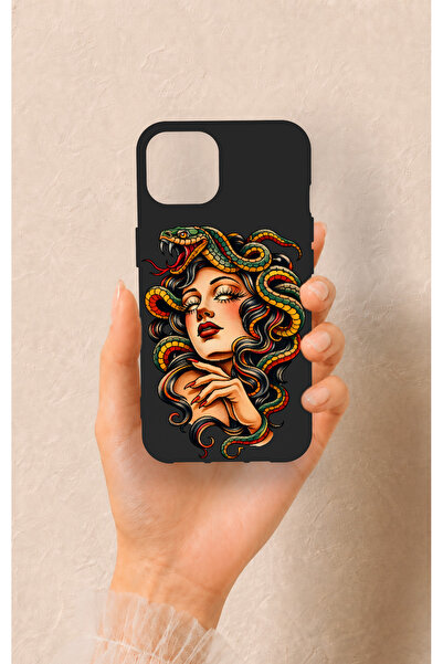 Vip Case iPhone 13 Uyumlu Medusa Desenli Silikon Kılıf
