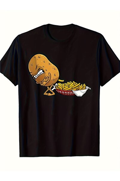 LİNA06 Funny French Angry Potato Black Humorous Food Lover Tee for Men Women,...