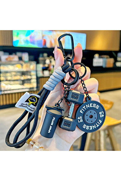 Choice3 black 2025 HOT! Fitness Keychain Gym Barbell Key chain Weightlifting ...