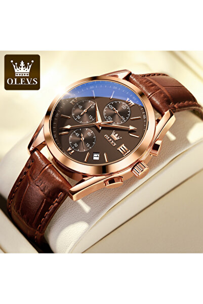 choice2 ساعة يد رجالية OLEVS 2872 من Yes Rose Brown، ساعة عصرية غير رسمية أصل...