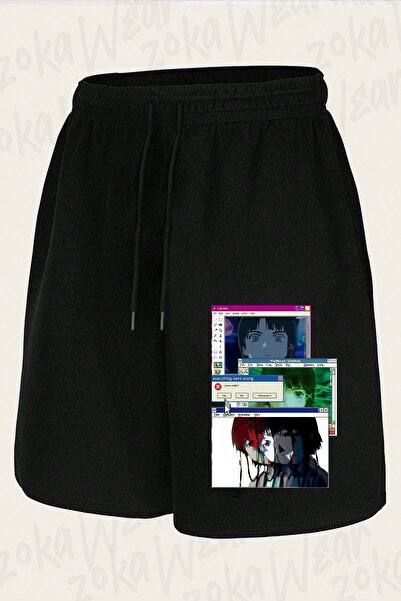 ZOKAWEAR Unisex Lain Windows Edit Design Printed Shorts