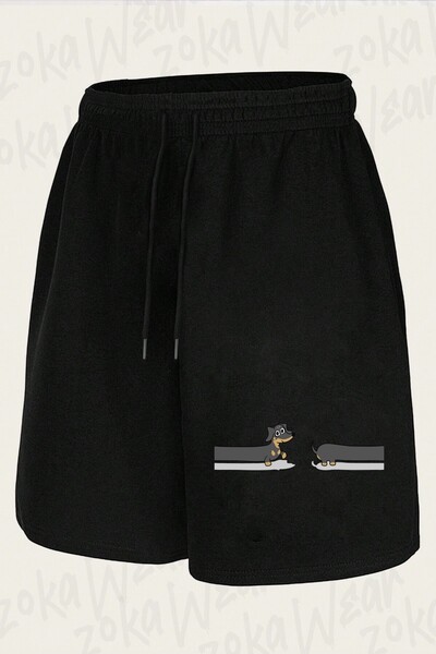 ZOKAWEAR Unisex duge kratke hlače sa glatkim crnim i žutosmeđim dizajnom jaza...