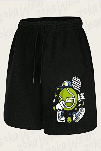 ZOKAWEAR Unisex Hat and Tennis Ball Design Printed Shorts