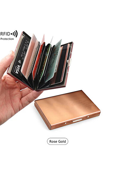 Choice3 AB029-RoseGold حامل بطاقة هوية محمول من الفولاذ المقاوم للصدأ، مزود ب...