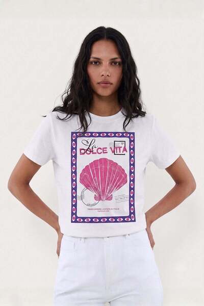 Shopping Shop Dolce Vita Patterned T-Shirt Ekru