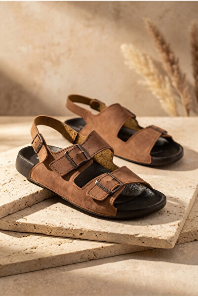 Shoebuo صنادل رجالية ذات نعل تشريحي مزدوج الإبزيم، مريحة للاستخدام اليومي في ...