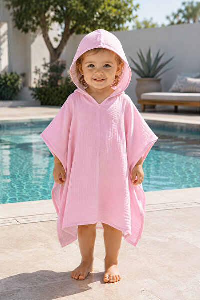 tinylamb Pink Color Muslin Poncho |   Children's Poncho