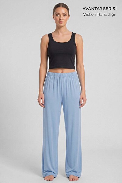 Aytuğ&Mısırlı Egyptian Women's Viscose Bottom Pajamas Ice Blue