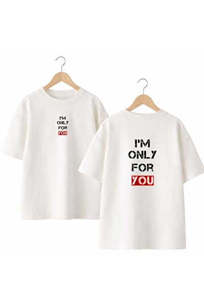 playwear Im Only for You Back and Front Chest Printed 100% Cotton Oversize Lo...