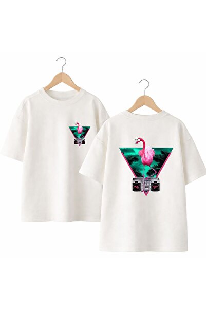 playwear Μπλουζάκι με στάμπα Flamingo Pink στην πλάτη και στο μπροστινό μέρος...
