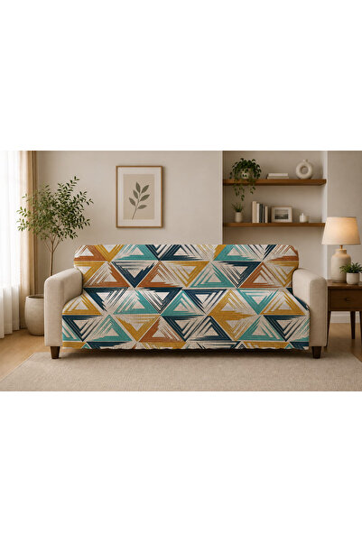 Şen Dekorasyon Colorful Triangles Sofa Cover