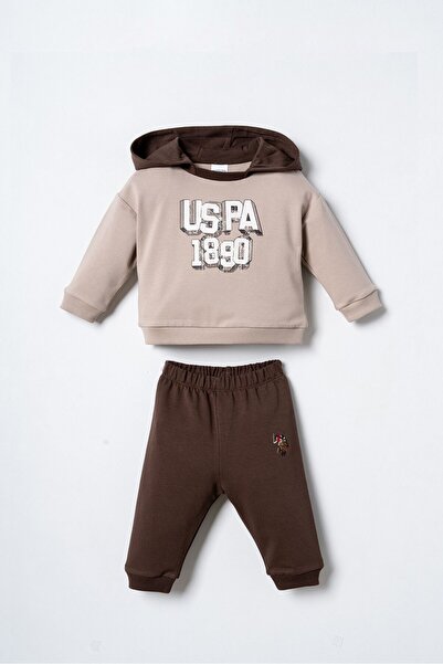U.S. Polo Assn. Baby Boy Hooded Yellow Long Sleeve Pajama Set Usb3178-C-V1