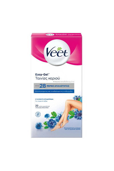 Veet 20 Ταινίες Αποτρίχωσης για Ευαίσθητο Δέρμα + 4 Μαντηλάκια Μετά την Αποτρ...