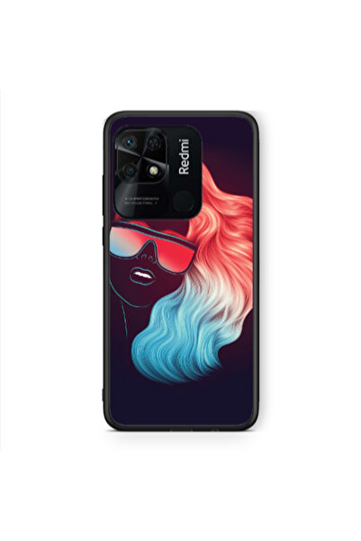 Other Xiaomi Redmi 10C Girl with glasses Black Glossy Θήκη
