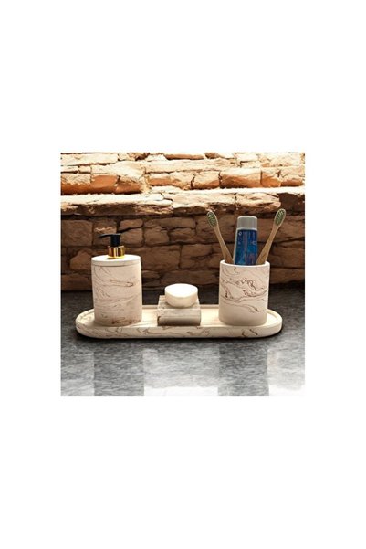 Empressco Modern Marble Textured Concrete Bathroom Accessory Set (4 Pieces)