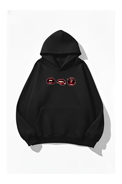 ZİYMO Women's Hooded Printed Relaxed Fit Sweatshirt