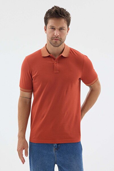 İmza Cinnamon Polo Collar Pique Short Sleeve Slim Fit 100% Cotton T-Shirt 101...