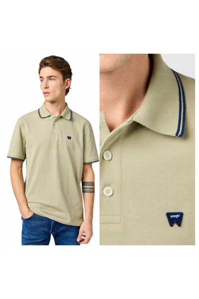 WRANGLER Tricou Polo Barbati, Polo Shirt, Marime S, Verde, Regular Fit, Bumba...