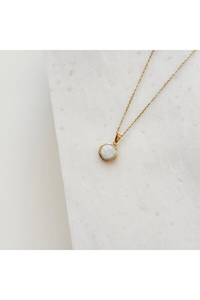 Vesce Atelier Round Moonstone Natural Stone Necklace