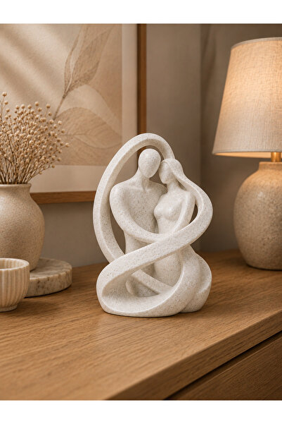 triora Soyut Aşk Dekoratif Biblo | 3D Baskı PLA Modern Çift Heykeli | 16x12 cm