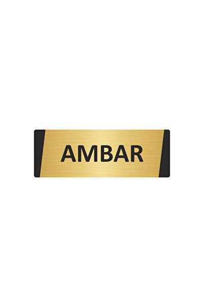 Özarslan Dizayn Ambar Metal Warning Sign 7X20 cm Gold Color