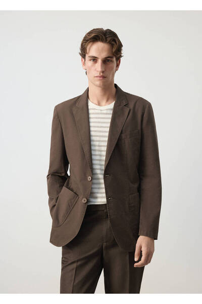 MANGO Man Lyocell pamuk karışımlı slim fit americana