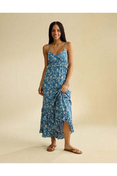 AMERICAN EAGLE AE V-Neck Ruffle Midi Dress