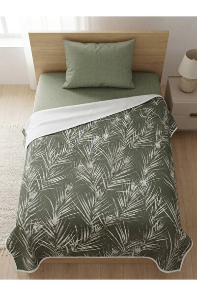 ŞENER HOME Tropical Palm Patterned Single Bed Sheet Set with Elastic