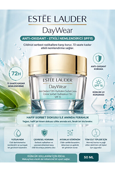 Estee Lauder DayWear SPF15 Nemlendirici Yüz Kremi 50 ml - 72 Saat Yoğun Nem V...