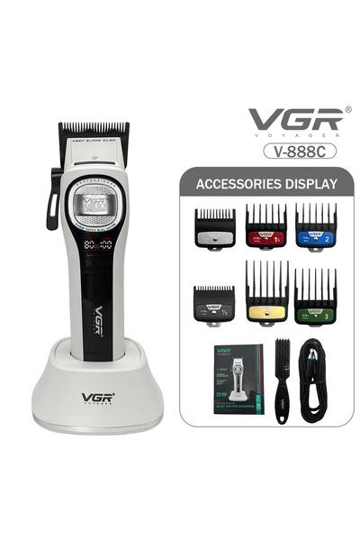 Choice ماكينة حلاقة الشعر الاحترافية V-888C البيضاء من VGR، آلة قص الشعر اللا...