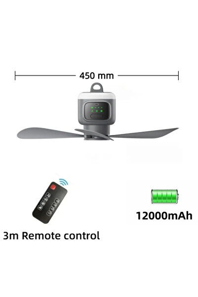 choice2 مروحة سقف رمادية جديدة قابلة لإعادة الشحن عبر USB بسعة 12000 مللي أمب...