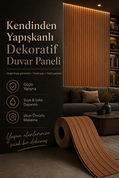 DibiDip Kendinden Yapışkanlı Isı Ses Yalıtımlı 3D Ahşap Dokulu Duvar Paneli 3...
