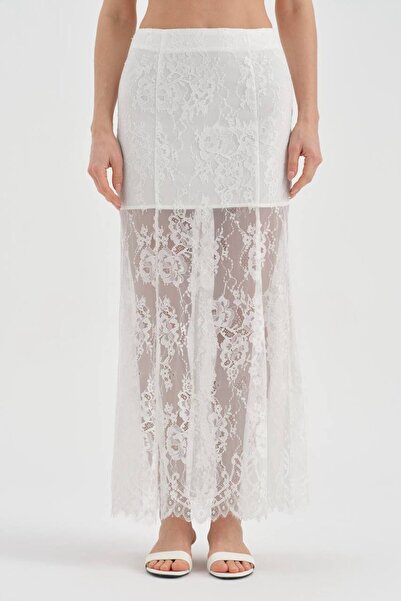 tw3 Women's Mini Skirt Look Lace Fabric Design Long Skirt