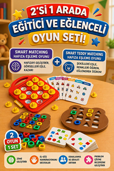 M&H 2'li Oyun Seti - Smart Matching - Teddy Matching - Eğitici ve Öğretici Oy...