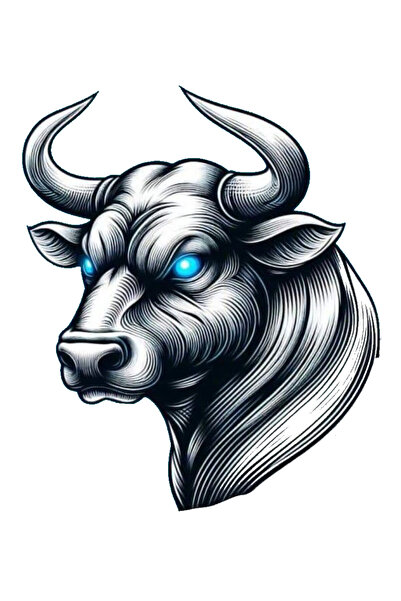 MegaSticker Blue-Eyed Angry Bull Sticker for Car, Motorcycle, Helmet, Laptop,...