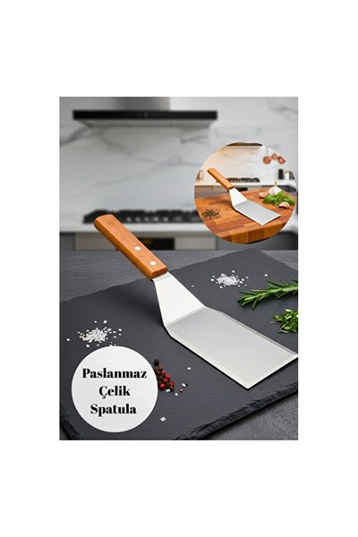 Empressco Multi-Purpose Spatula with Stainless Steel and Wooden Handle, Grill...