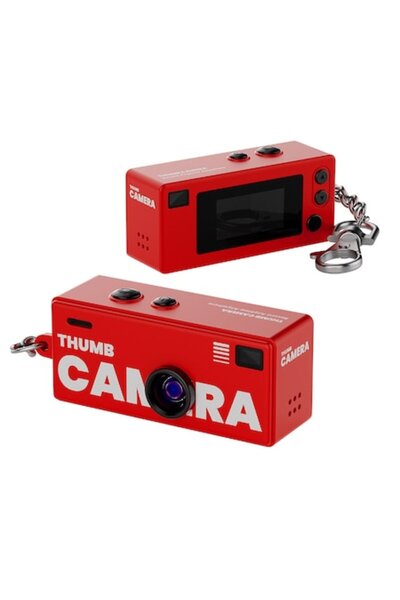 Ausek Мини дигитална камера за ключодържател G6, 1080P, ретро, червен цвят