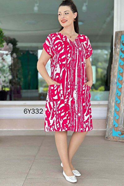 İnce Topuk Viscose Dress with Front Pockets 6Y332