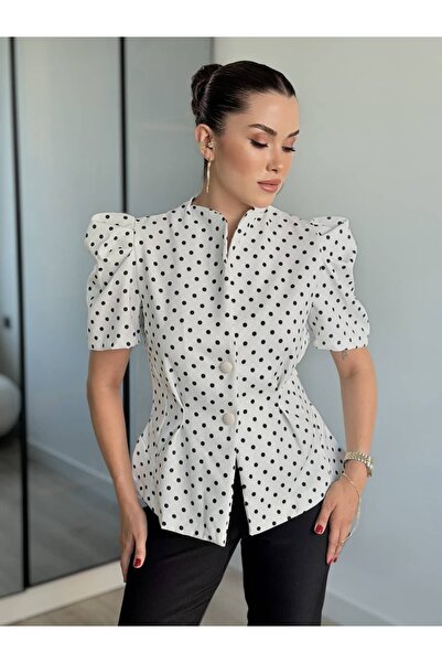ROUPAS COLLECTİON Zarafet Puantiye Detay Bluz