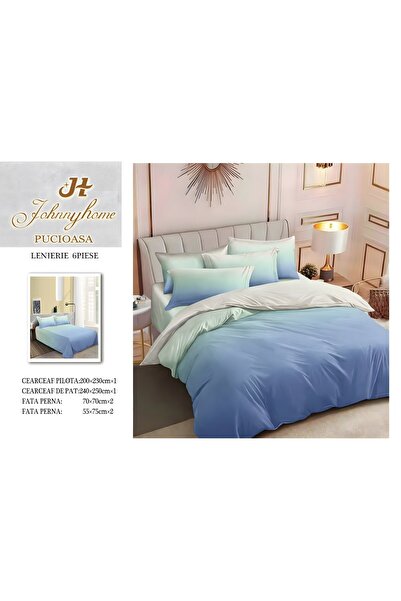 naniland.ro Lenjerie de Pat Bumbac Satinat 2 Persoane 6 Piese fără Elastic 20...