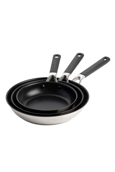 Kitchenaid Set 2 tigai 20+24+28 cm, ceramica, inox, ergonomice