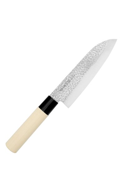 Satake Cutlery Cutit Santoku, Satake Cutlery, Otel, Maner lemn, 17cm, Arginti...