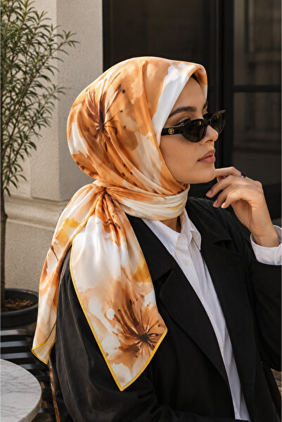 EBRUTESETTÜR Soft Floral Pattern Scarf Series Orange