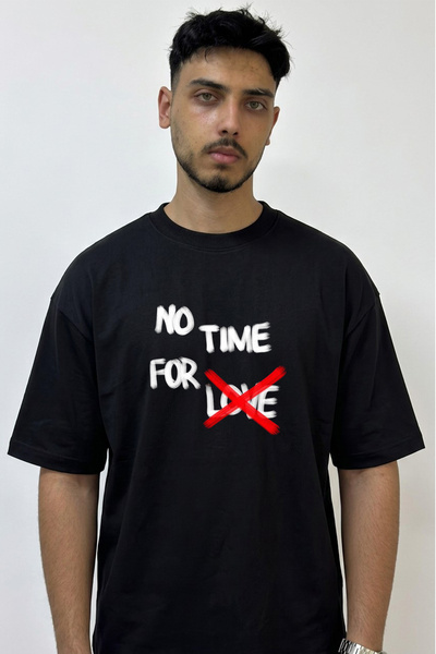 Anetos Ask Reddi Design Printed Oversize Black T-Shirt