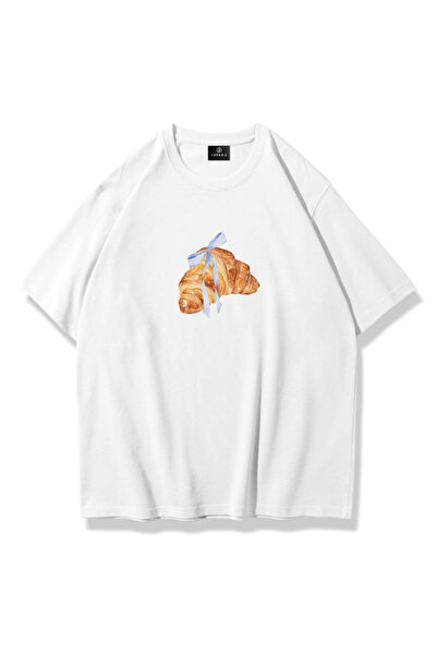 Cupla Tricou cu panglică Croissant pentru femei, alb