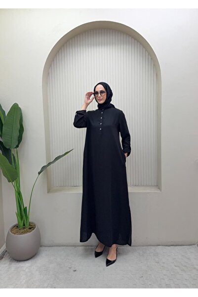 Butik Melike Keten Kumaş Gömlek Elbise